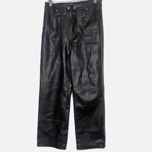 Revolve Blank NYC Womens Black faux Leather 'The Baxter' High Rise Pants Size 27